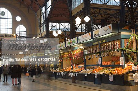 Fruit,food stands at Central Market,Budapest,Hungary,Europe