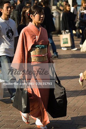 Woman in kimono,Shibuya,Tokyo,Japan,Asia