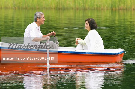 Older Couple In A Boat on a Lake
