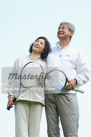 Older Couple in Tennis Kit