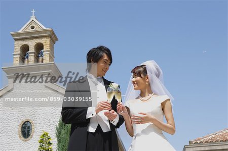 Bride and Groom Toasting