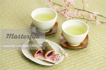 Japanese Green Tea Served With Small Sweets