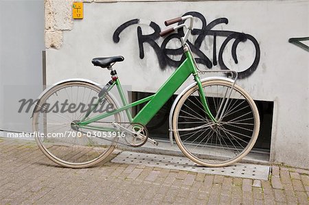 Bicycle Parked by Building, Antwerp, Belgium