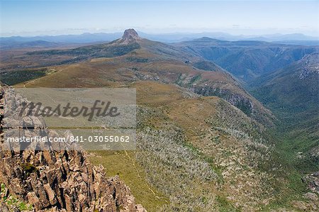 Vue de Barn Bluff de Cradle Mountain sur l'Overland Track, Cradle Mountain Lake St Clair Parc National, partie du patrimoine mondial de l'UNESCO, Tasmanie, Australie, Tasmanie des, Pacifique