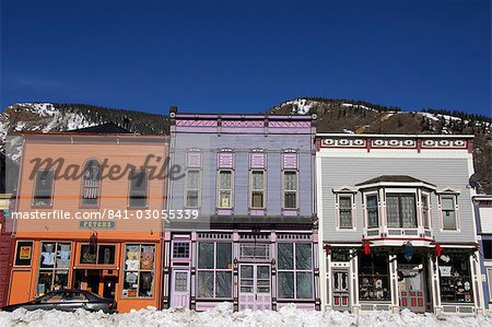 Colourful buildings in the Wild West old silver mining town of Silverton, Colorado, United States of America, North America