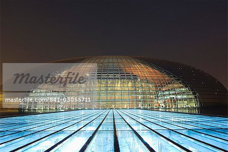 The National Theatre Opera House, also known as The Egg designed by French architect Paul Andreu and made with glass and titanium opened 2007, Beijing, China, Asia