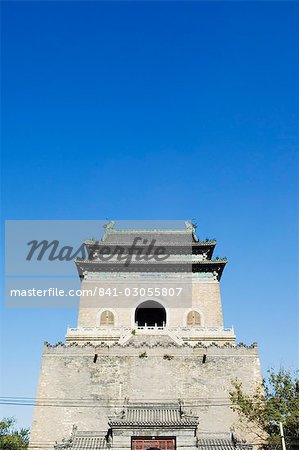 The Bell Tower originally built in 1273 marking the center of the Mongol empire, Beijing, China, Asia
