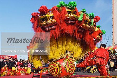 Lion Dance, nouvel an chinois, fête du printemps, Beijing, Chine, Asie