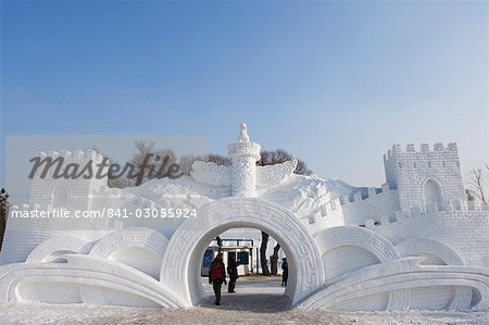 Neige et Festival de sculptures de glace à Sun Island Park, Province de Harbin, Heilongjiang, Chine, Asie