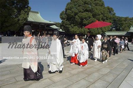 Wedding ceremony, procession, Meiji Shrine, Harajuku, Tokyo, Honshu, Japan, Asia