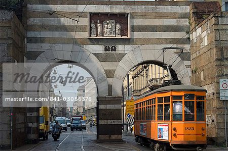 Street tram, Milan, Lombardy, Italy, Europe
