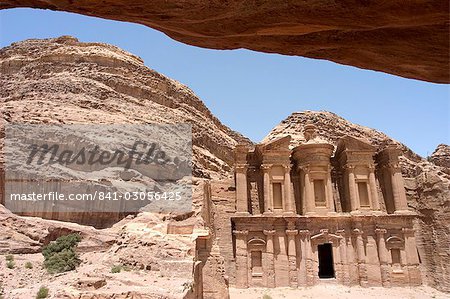 Höhle der Ansicht des Klosters, Petra, UNESCO Weltkulturerbe, Wadi Musa (Mousa), Jordanien, Naher Osten