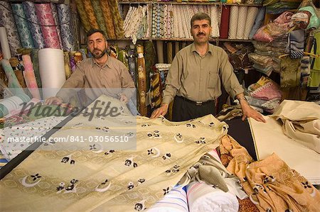Fabric store, market souq area, Aleppo (Haleb), Syria, Middle East