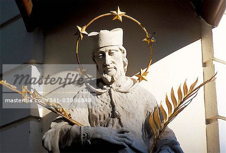 Statue of Czech St. John of Nepomuk, most popular saint in Central Europe, Trnava, Trnava Region, Slovakia, Europe