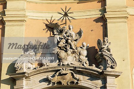 Facade detail of city's finest Baroque church of Holy Trinity (Kostol Trinitarov), Bratislava, Slovakia, Europe