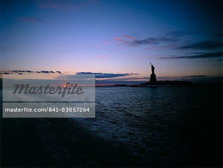Statue of Liberty at sunset, New York City, New York, United States of America, North America