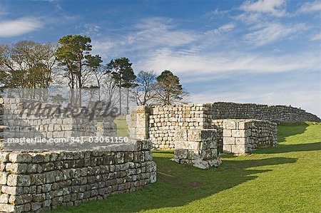 Porte ouest de Housesteads Fort romain, mur d'Hadrien, patrimoine mondial de l'UNESCO, Northumbria, Angleterre, Royaume-Uni, Europe
