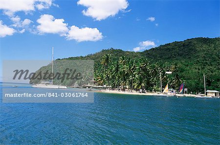 Tropical beach, Marigot Bay, St. Lucia, Windward Islands, West Indies, Caribbean, Central America