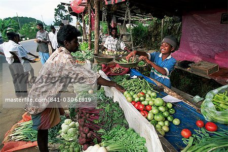 Vegetable stall along the road in the mountain area, Sri Lanka, Asia