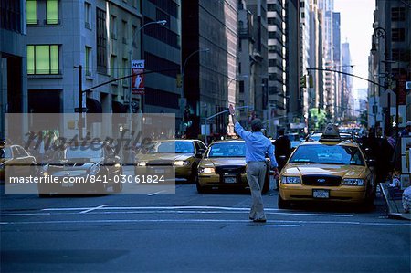 Main hailing taxi in downtown Manhattan, New York, New York State, United States of America, North America