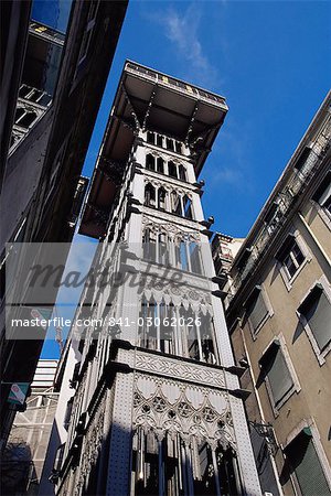 Ascenseur de Santa Justa, par Gustave Eiffel, Lisbonne, Portugal, Europe