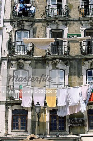 Facade of a house in the Moorish quarter of Alfama, Lisbon, Portugal, Europe