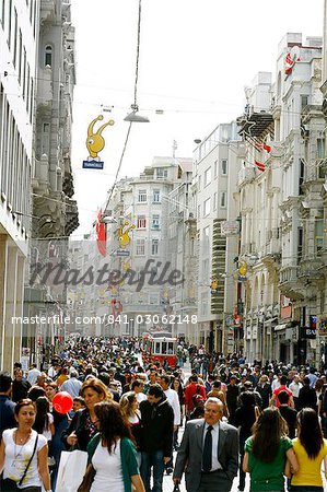 Istiklal Caddesi, Istanbul's main shopping street in Beyoglu quarter, Istanbul, Turkey, Europe