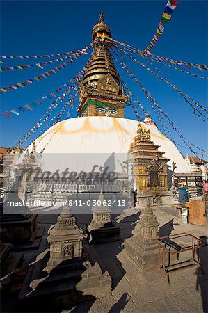 Buddhistische Stupa, Swayambhu (Swayambhunath), UNESCO Weltkulturerbe, Kathmandu, Nepal, Asien