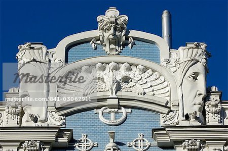 Art nouveau architecture, 10b Elizabetes iela, designed by Mikhail Eisenstein, Riga, Latvia, Baltic States, Europe Art nouveau architecture, 10b Elizabetes iela, designed by Mikhail Eisenstein, Riga, Latvia, Baltic States, Europe