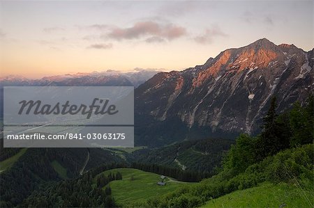 Hoher Goll mountain range seen from the Rossfeld Panoramastrasse (Rossfeldhoehenringstrasse or Panoramic Highway), Berchtesgaden, Bavaria, Germany, Europe