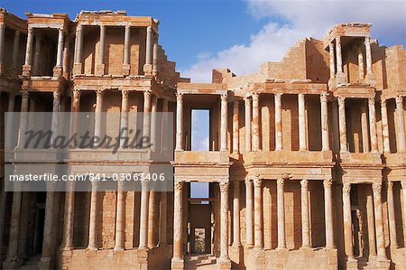 Le théâtre, Sabrata (Sabratha), Site du patrimoine mondial de l'UNESCO, la Tripolitaine, Libye, Afrique du Nord, Afrique