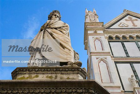 Statue of Dante Alighieri, Santa Croce, Florence (Firenze), UNESCO World Heritage Site, Tuscany, Italy, Europe