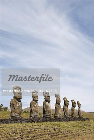 Ahu Akivi, UNESCO World Heritage Site, Easter Island (Rapa Nui), Chile, South America