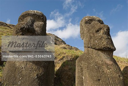 Moai Steinbruch, Rano Raraku Vulkan, UNESCO Weltkulturerbe, Osterinsel (Rapa Nui), Chile, Südamerika