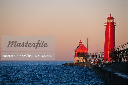 Grand Haven Lighthouse on Lake Michigan, Grand Haven, Michigan, United States of America, North America