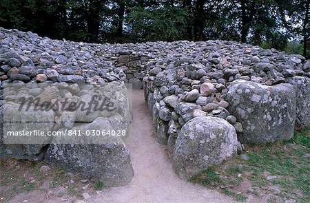 Clava Cairns, groupe de tombes néolithiques près d'Inverness, la région des Highlands, Ecosse, Royaume-Uni, Europe