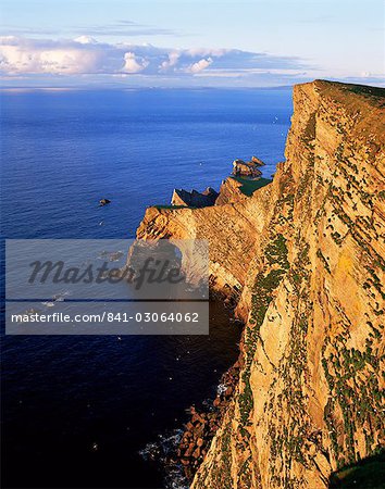 Da Nort Bank, natural arches and cliffs, Foula, Shetland Islands, Scotland, United Kingdom, Europe
