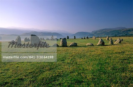 The Neolithic Castlerigg Stone Circle at dawn, near Keswick, Lake District National Park, Cumbria, England, United Kigndom, Europe