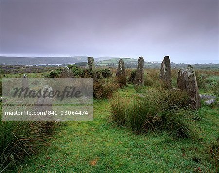 Ardgroom, cercle de pierres néolithiques, parmi les mieux conservé en Irlande, péninsule de Beara, comté de Cork, Munster, Irlande, Europe