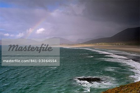 Sound of Taransay, North Harris hills in background, west coast, South Harris, Outer Hebrides, Scotland, United Kingdom, Europe