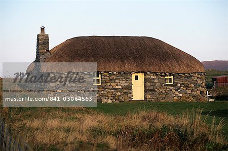 Traditional house near Borve, South Harris, Outer Hebrides, Scotland, United Kingdom, Europe