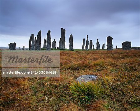 Callanish (Callanais) Standing Stones, erected by Neolithic people between 3000 and 1500 BC, Isle of Lewis, Outer Hebrides, Scotland, United Kingdom, Europe