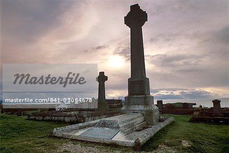Monument to Flora MacDonald the young heroine who helped Bonnie Prince Charlie escape the English in 1746, Kilmuir graveyard, Trotternish, Isle of Skye, Inner Hebrides, Scotland, United Kingdom, Europe