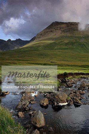 The Cuillins from Glen Brittle, with Sgurr Thuilm, 881 m, Isle of Skye, Inner Hebrides, Scotland, United Kingdom, Europe