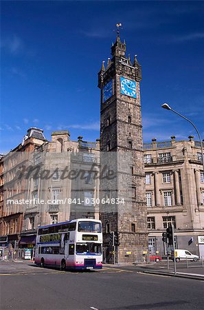 Double-decker bus in a street, Glasgow, Scotland, United Kingdom, Europe