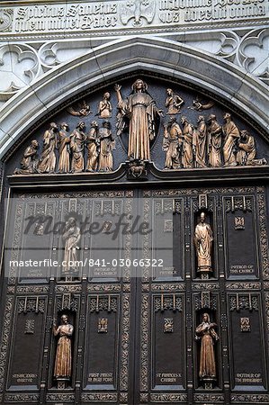 Detail of door, St. Patrick's Cathedral, Midtown Manhattan, New York City, New York, United States of America, North America