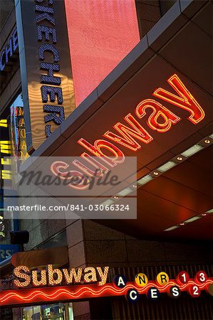 Subway entrance, Times Square, Midtown Manhattan, New York City, New York, United States of America, North America