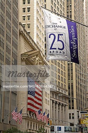 Stock Exchange on Wall Street, Lower Manhattan, New York City, New York, United States of America, North America Stock Exchange on Wall Street, Lower Manhattan, New York City, New York, United States of America, North America