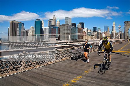 Brooklyn Bridge and Lower Manhattan, New York City, New York, United States of America, North America