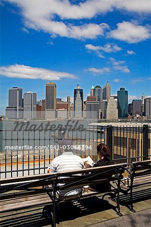 View of Lower Manhattan skyline from Brooklyn Heights Promenade, Brooklyn, New York City, New York, United States of America, North America